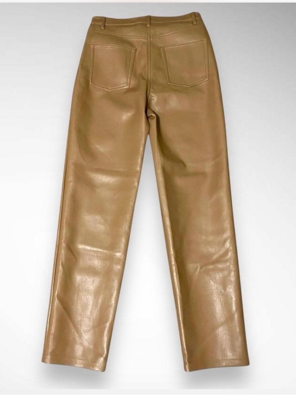 Aritzia Melina Pant - Brown Straight Leg High Waisted Vegan Leather Pants - Picture 3 of 4